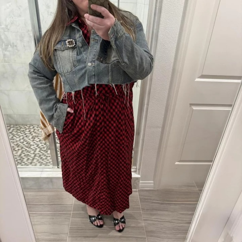 Woolrich x Target L Large Buffalo Check Long Sleeve Utility Midi Shirt Dress NWT - Picture 9 of 13